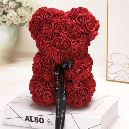 25cm Rose Bear  Artificial Flower Gift For Girlfriend Anniversary  Valentines Day 8