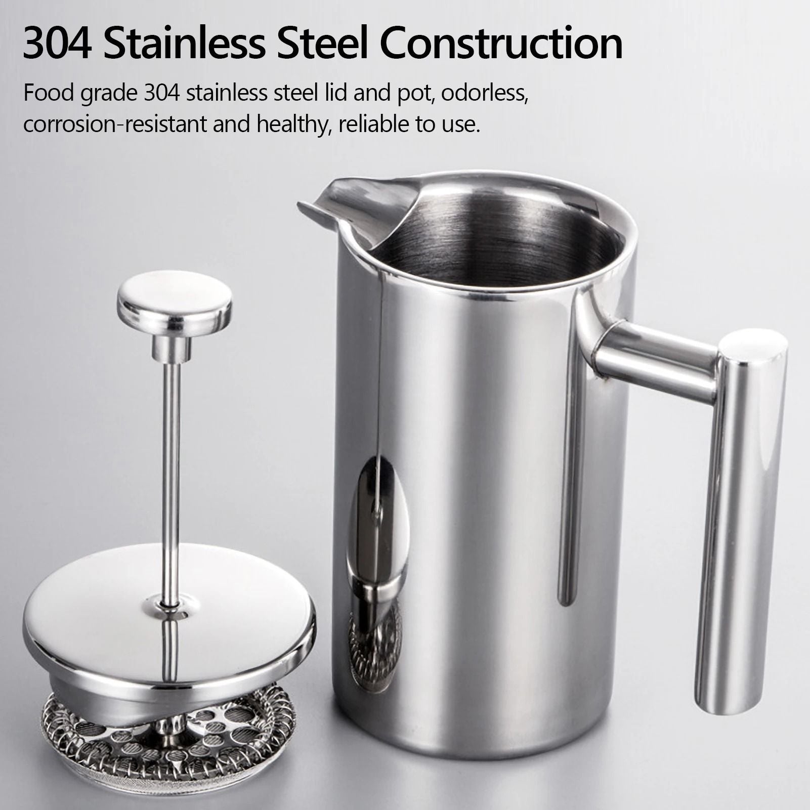 Stainless Steel French Press Coffee Maker With Double Wall Insulation 2