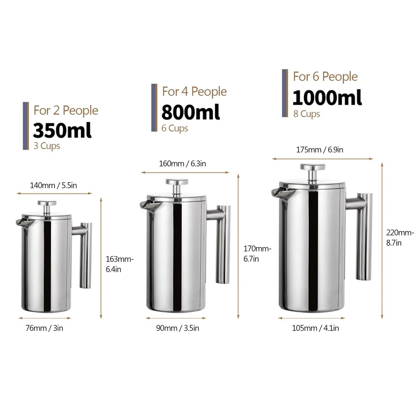Stainless Steel French Press Coffee Maker With Double Wall Insulation 4