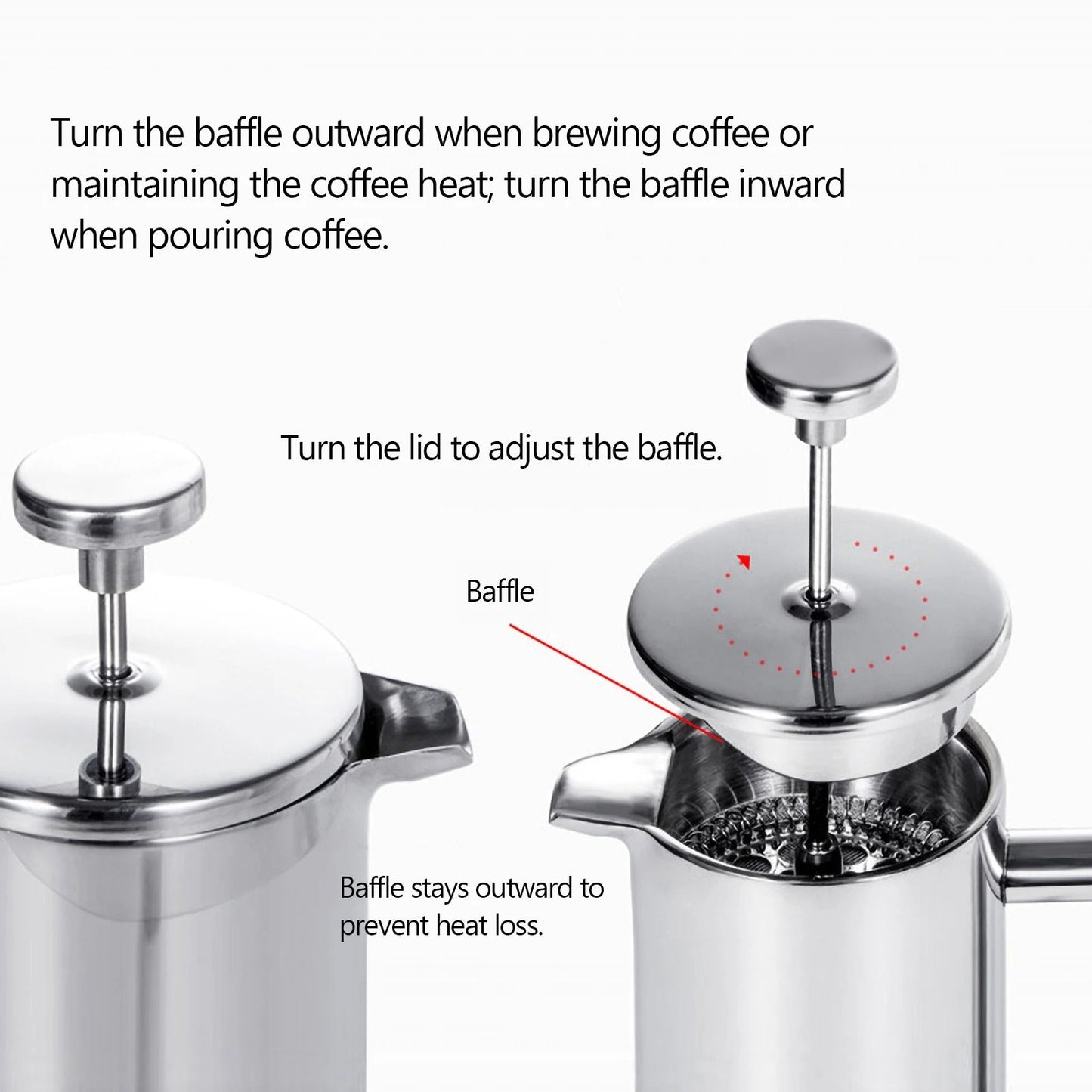 Stainless Steel French Press Coffee Maker With Double Wall Insulation 5