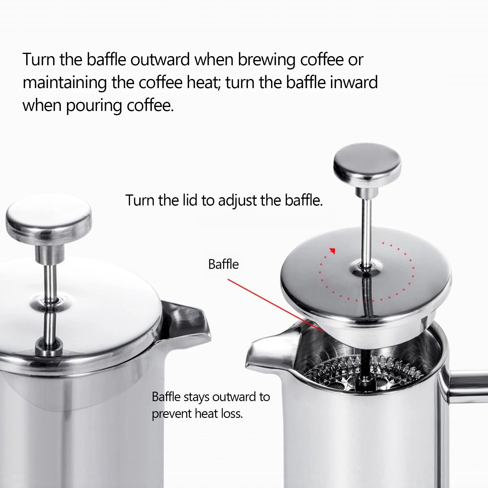 Stainless Steel French Press Coffee Maker With Double Wall Insulation 5