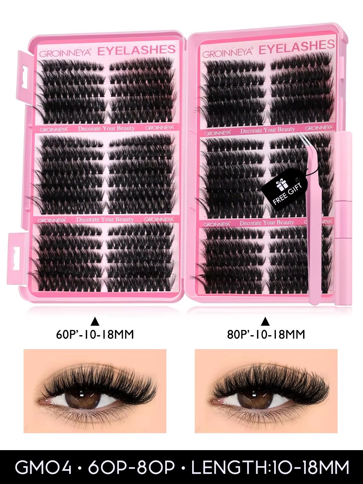 GROINNEYA DIY Eyelash Extension Kit  640Piece Lash Clusters With Bond  Seal For SalonQuality Cat Ey 10