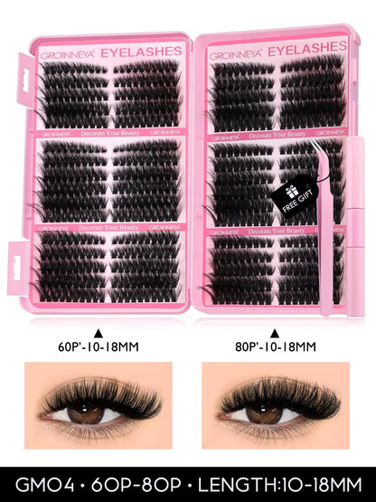 GROINNEYA DIY Eyelash Extension Kit  640Piece Lash Clusters With Bond  Seal For SalonQuality Cat Ey 10