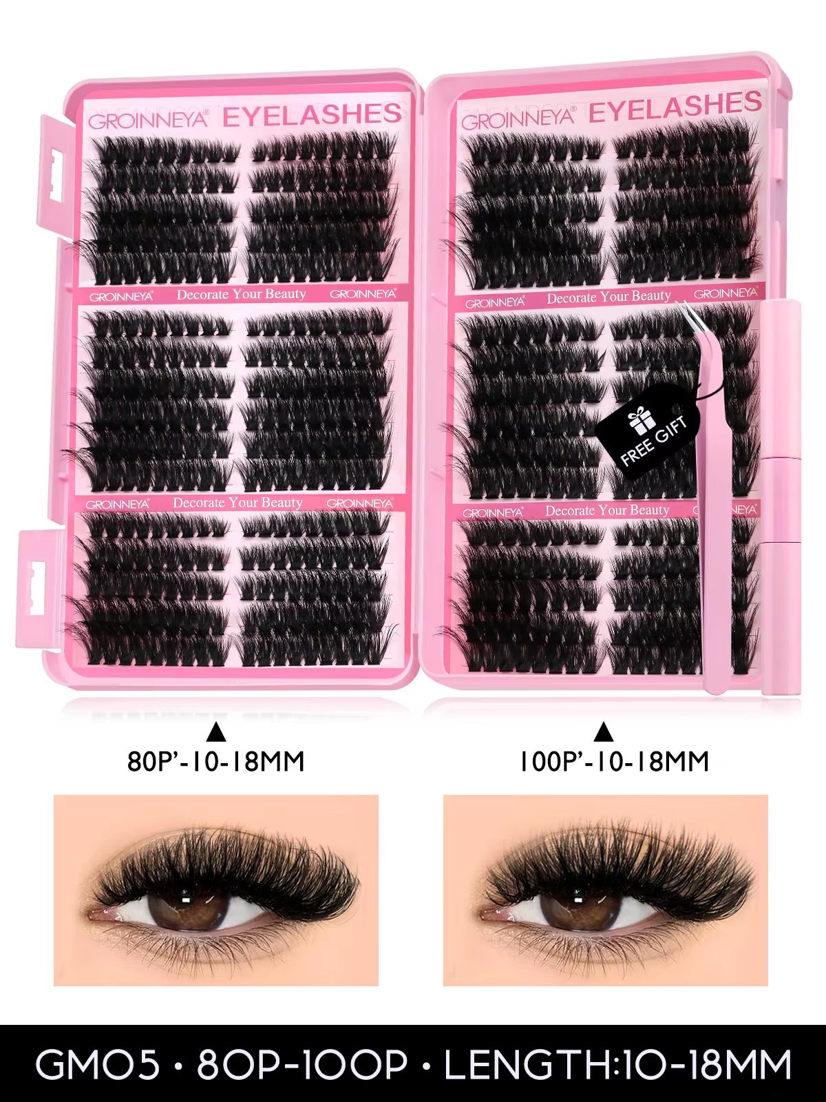 GROINNEYA DIY Eyelash Extension Kit  640Piece Lash Clusters With Bond  Seal For SalonQuality Cat Ey 11