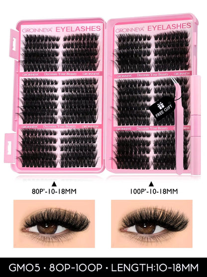 GROINNEYA DIY Eyelash Extension Kit  640Piece Lash Clusters With Bond  Seal For SalonQuality Cat Ey 11