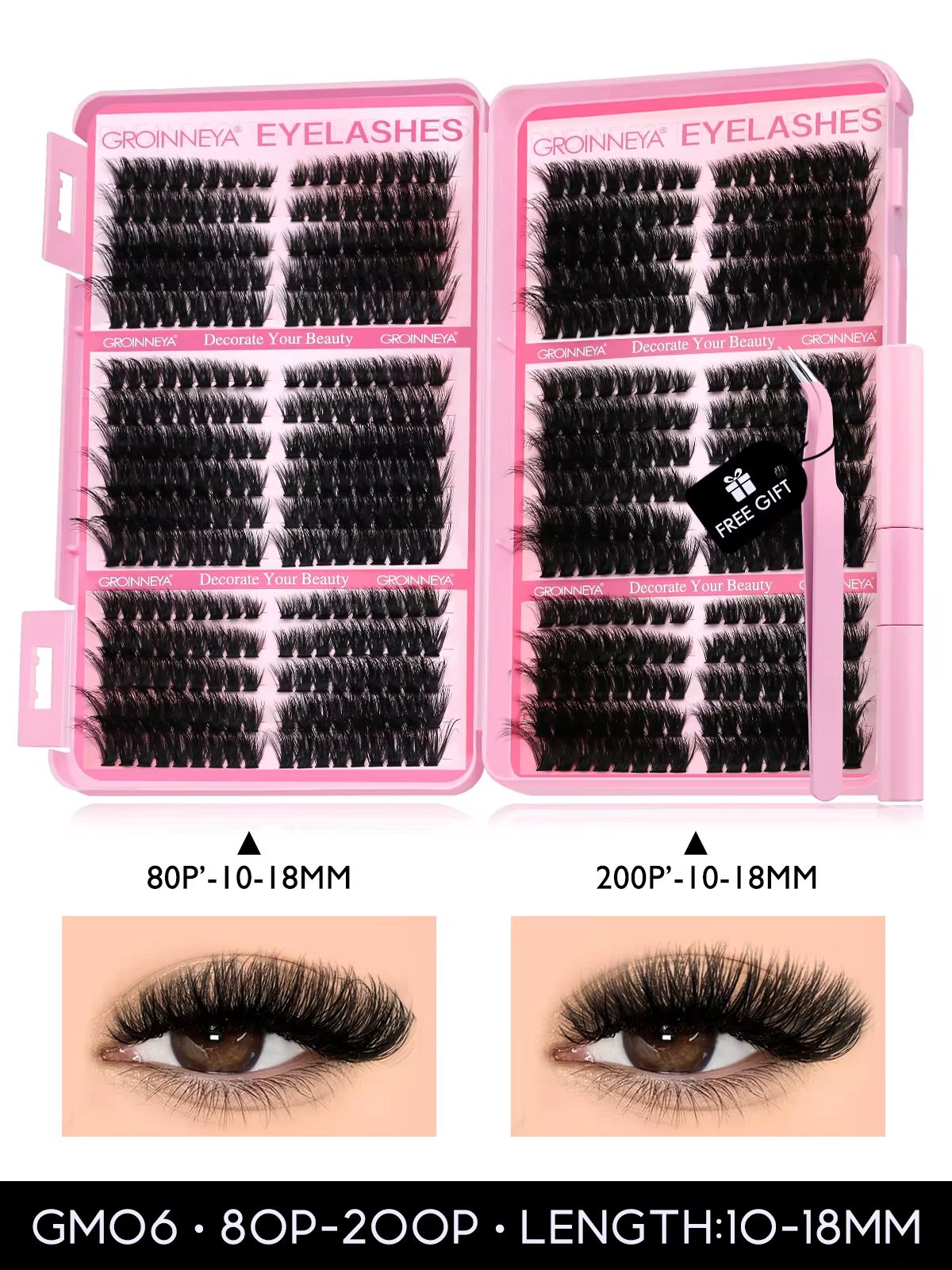 GROINNEYA DIY Eyelash Extension Kit  640Piece Lash Clusters With Bond  Seal For SalonQuality Cat Ey 12