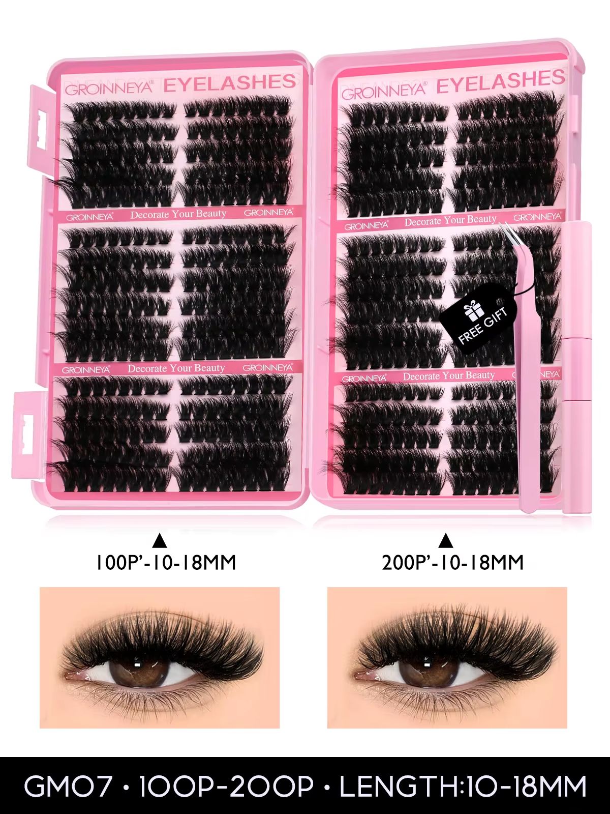 GROINNEYA DIY Eyelash Extension Kit  640Piece Lash Clusters With Bond  Seal For SalonQuality Cat Ey 13