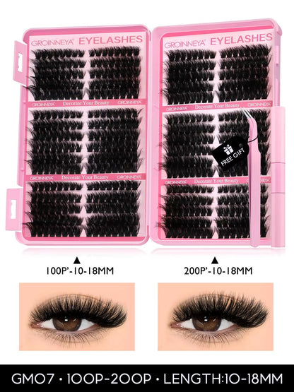 GROINNEYA DIY Eyelash Extension Kit  640Piece Lash Clusters With Bond  Seal For SalonQuality Cat Ey 13