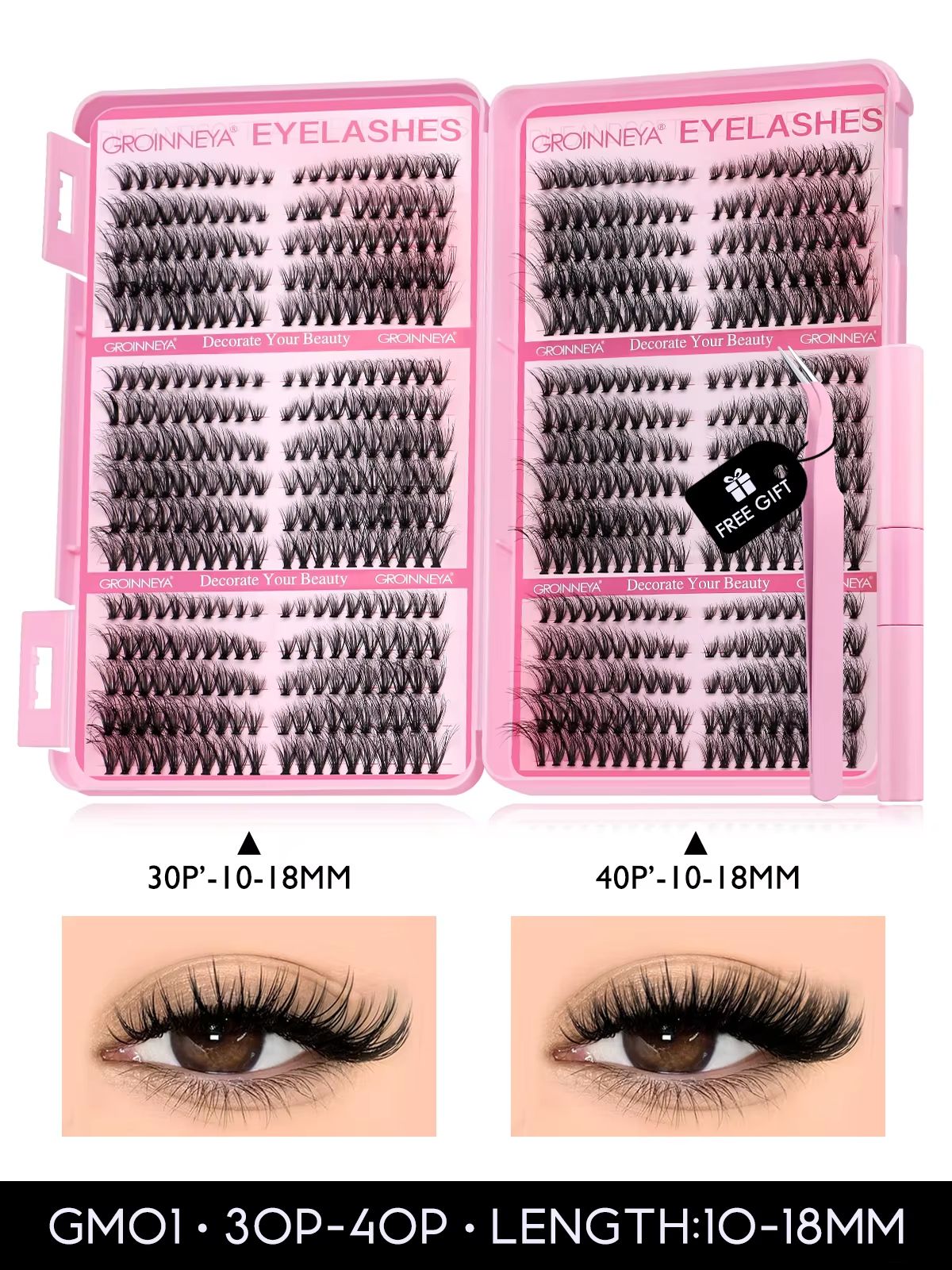 GROINNEYA DIY Eyelash Extension Kit  640Piece Lash Clusters With Bond  Seal For SalonQuality Cat Ey 7