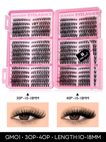 GROINNEYA DIY Eyelash Extension Kit  640Piece Lash Clusters With Bond  Seal For SalonQuality Cat Ey 7