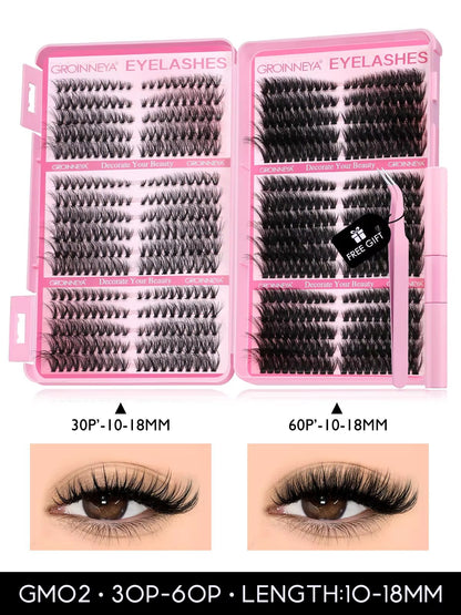 GROINNEYA DIY Eyelash Extension Kit  640Piece Lash Clusters With Bond  Seal For SalonQuality Cat Ey 8