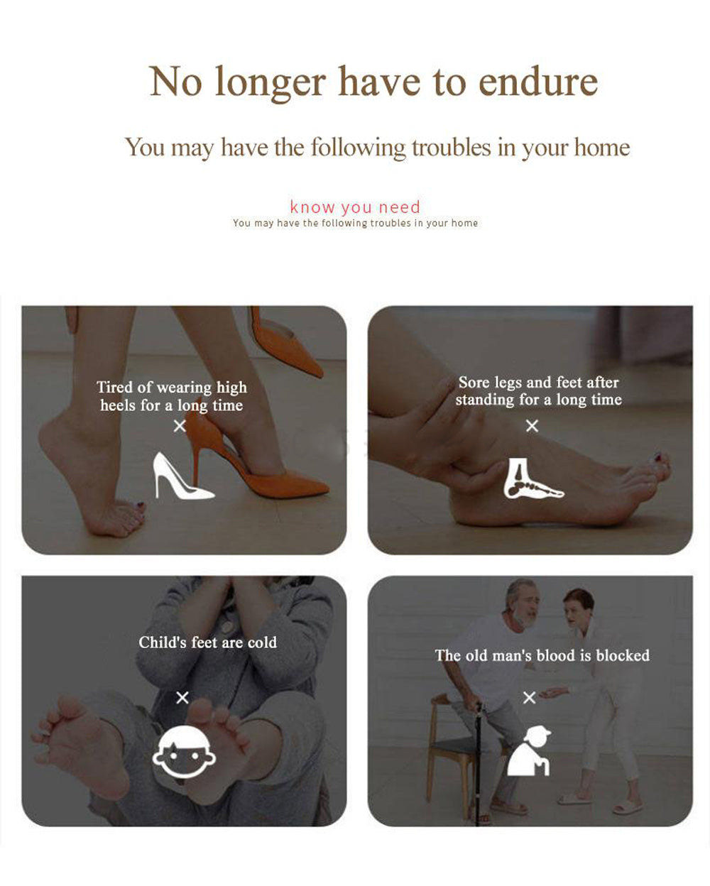 Electric EMS TENS Foot Massager, Muscle Massage Device, Heating Pulse Stimulator for Feet and Legs, Circulation