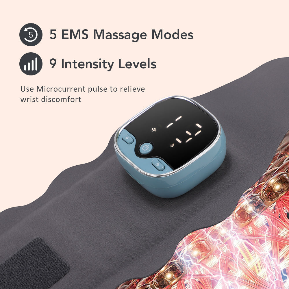 Carpal Tunnel Relief Wristband, Cordless Hot Compress Belt, EMS Microcurrent Wrist Guard, Hand Massager for Muscle