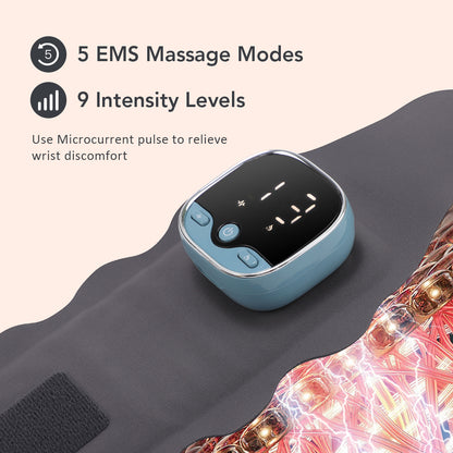 Carpal Tunnel Relief Wristband, Cordless Hot Compress Belt, EMS Microcurrent Wrist Guard, Hand Massager for Muscle