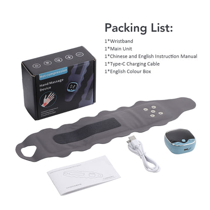 Carpal Tunnel Relief Wristband, Cordless Hot Compress Belt, EMS Microcurrent Wrist Guard, Hand Massager for Muscle