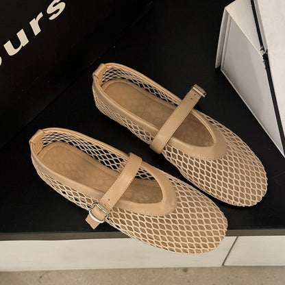 Womens Breathable Mesh Black Ballet Shoes Spring Summer Fashion Flats With Soft Sole Round Toe Comf 6
