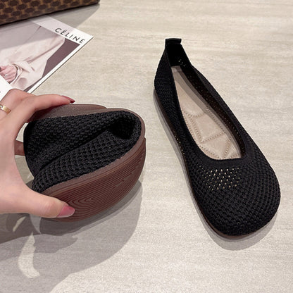 Casual Women Flats Knitted Breathable Sneakers Ladies Soft Bottom Ballet Loafers Comfortable Slip O 3