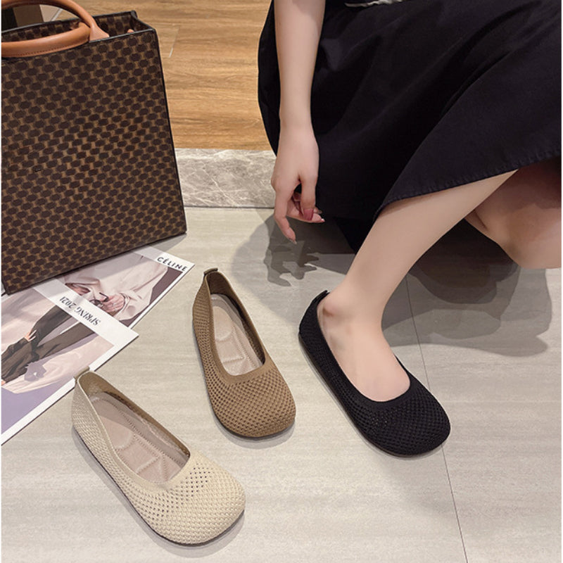 Casual Women Flats Knitted Breathable Sneakers Ladies Soft Bottom Ballet Loafers Comfortable Slip O 1