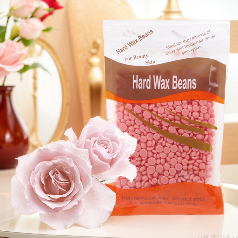 Depilatory Hard Wax Beans, Stripless Waxing Beans for Face, Underarm, and Bikini Line, with Natural Ingredients