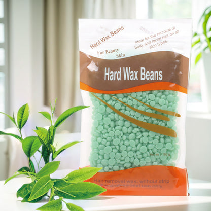 Depilatory Hard Wax Beans, Stripless Waxing Beans for Face, Underarm, and Bikini Line, with Natural Ingredients