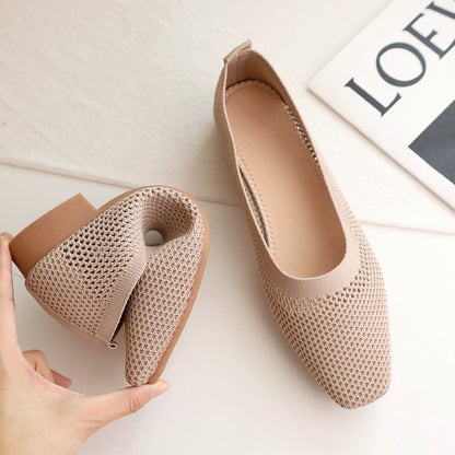Spring Summer Breathable Mesh Flats For Women Stylish Square Toe SlipOn Loafers Soft Sole Fashion F 1
