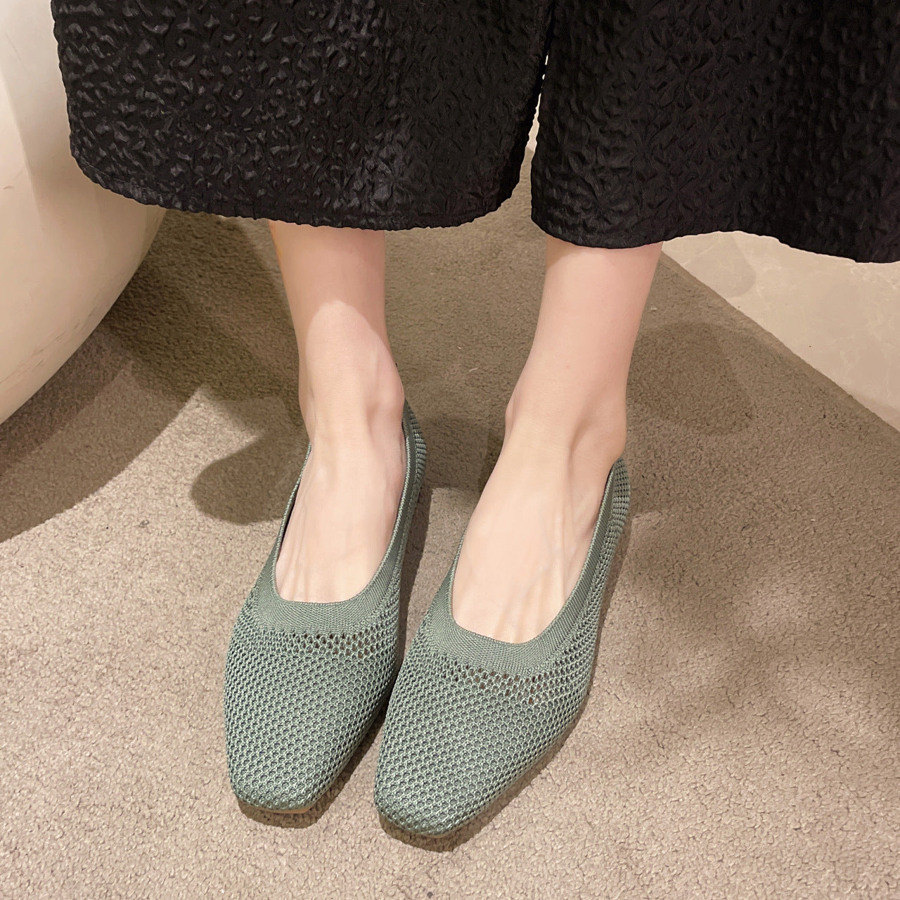 Spring Summer Breathable Mesh Flats For Women Stylish Square Toe SlipOn Loafers Soft Sole Fashion F 5