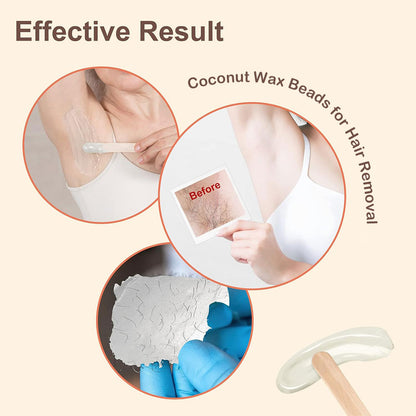 Professional Hard Wax Beans, Depilatory Wax Beans for Painless Hair Removal, Bikini Face Body Waxing Kit