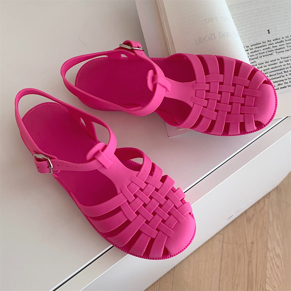 Gladiator Style Women Rome Sandals Soft PVC Summer Shoes Peep Toe Cutout Design Girls Student Stree 8