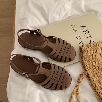 Gladiator Style Women Rome Sandals Soft PVC Summer Shoes Peep Toe Cutout Design Girls Student Stree 5