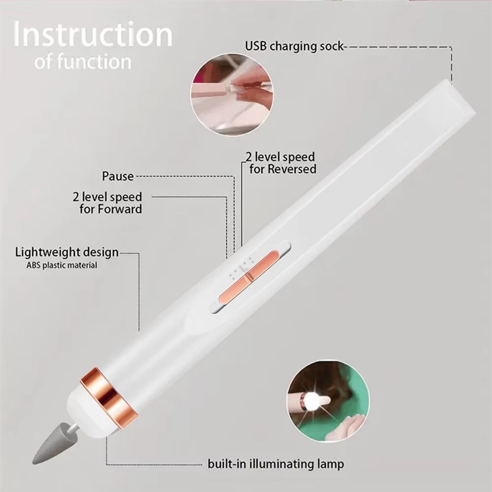 YIKOOLIN Portable Electric Nail Drill With 4 Speeds  Cuticle Trimmer 1