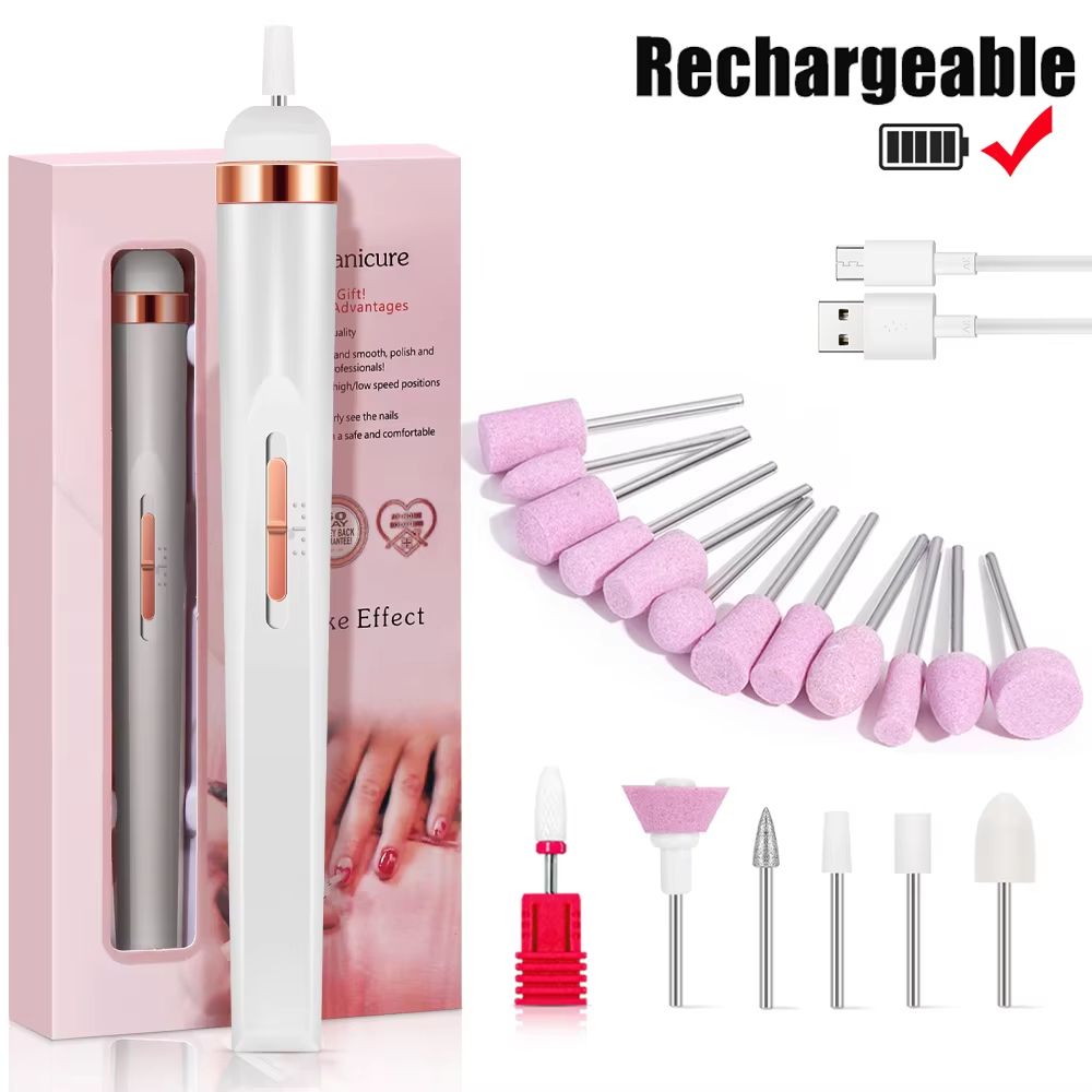 YIKOOLIN Portable Electric Nail Drill With 4 Speeds  Cuticle Trimmer 12