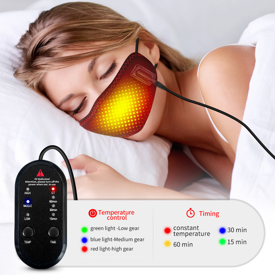 Heating Nose Covers for Snoring, 3 Gears Timing Heating Nose Pads, Allergic Prevention Relax Respiration