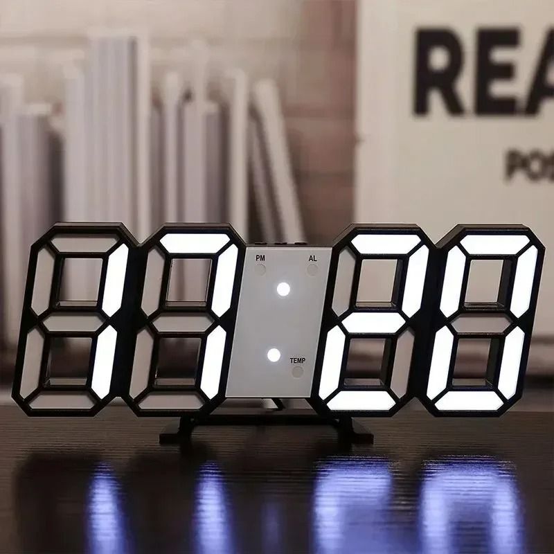 3D LED Digital Alarm Clock with Date and Temperature Display