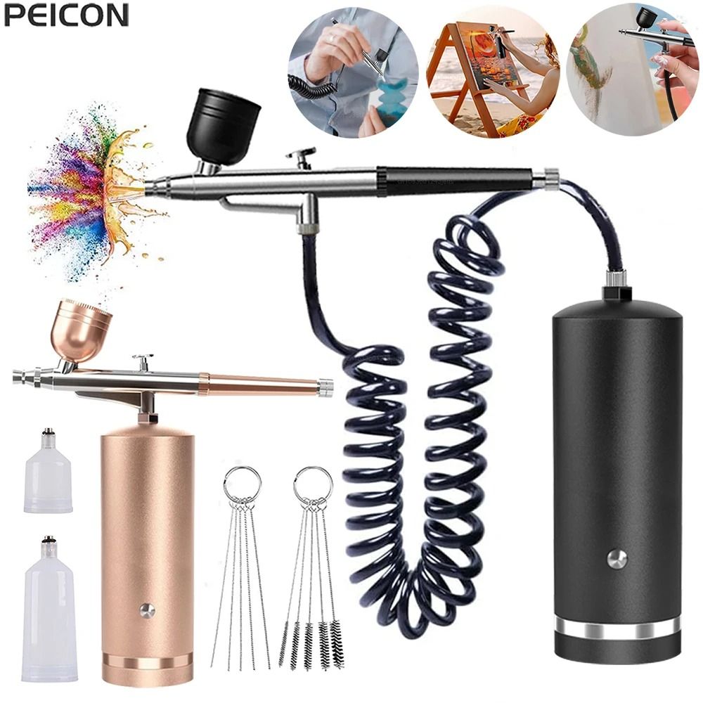 Portable Airbrush Kit with Compressor and Spray Gun for Painting and Crafts
