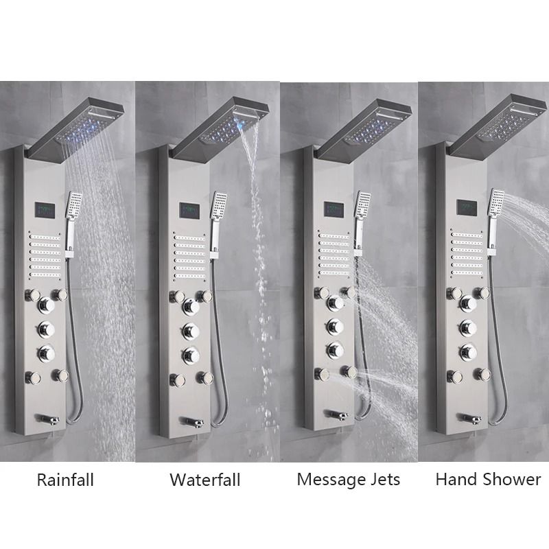 LED Rainfall Shower Panel With Digital Display And Massage Jets 1