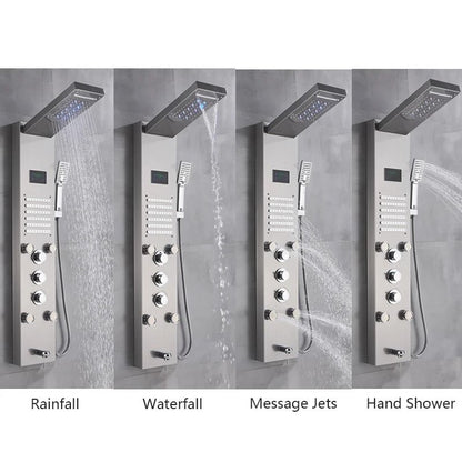 LED Rainfall Shower Panel With Digital Display And Massage Jets 1