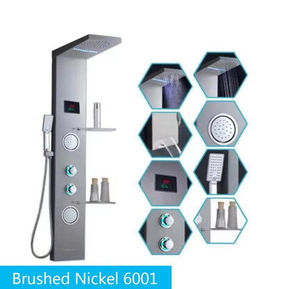 LED Rainfall Shower Panel With Digital Display And Massage Jets 19