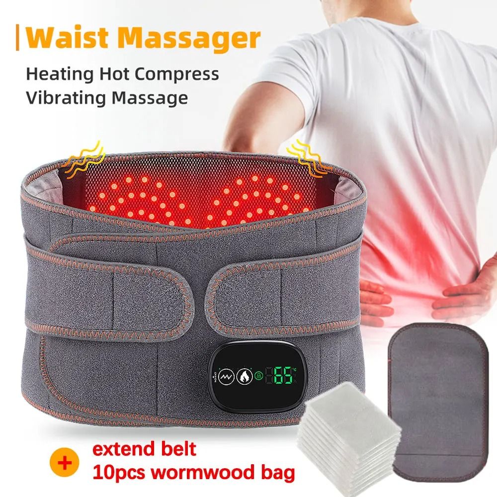 Electric Heating Waist Massager Belt with Vibration and Hot Compress