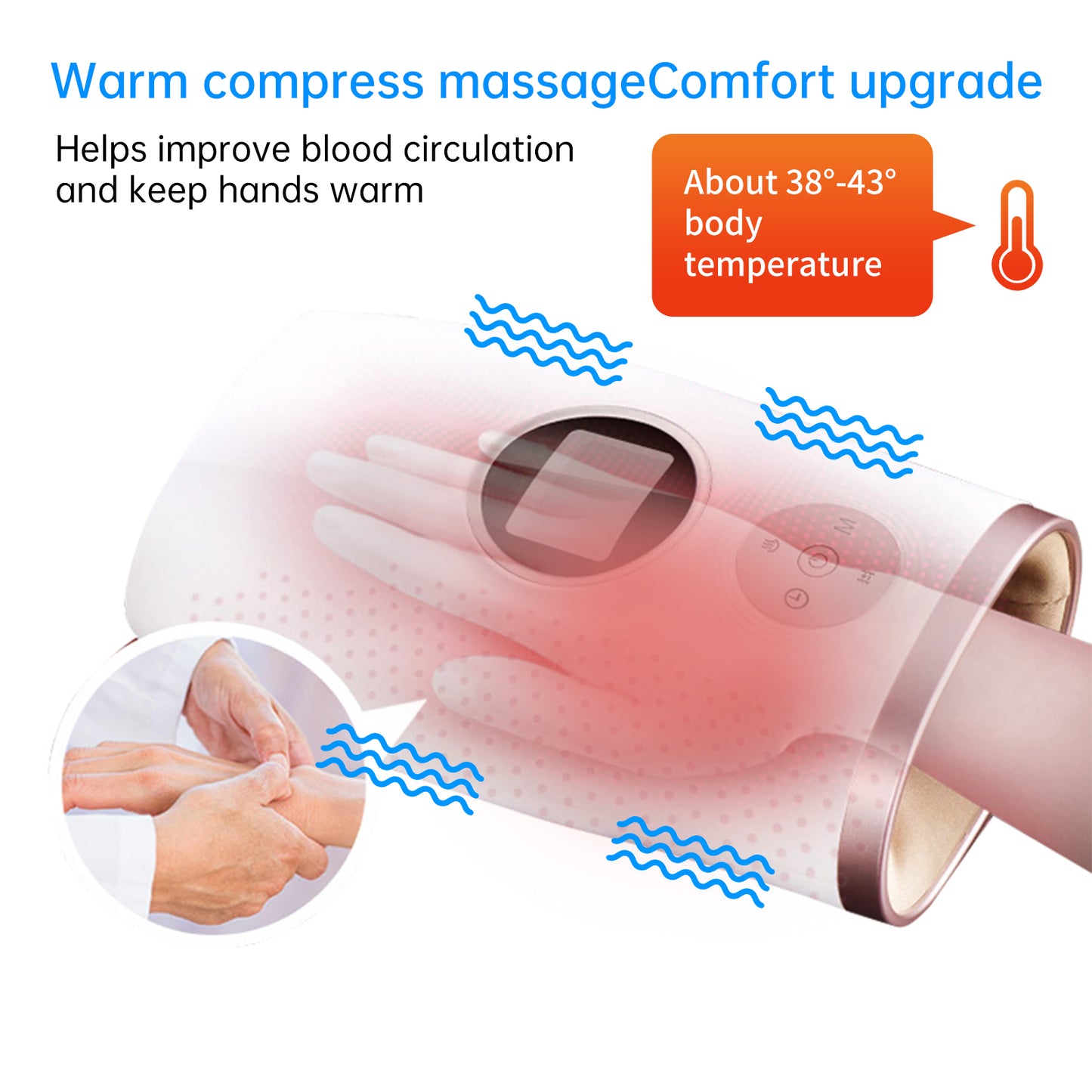 LED Screen Finger Hand Massager Hand Massage With Heat And Compression Quiet Portable Hand Massager 1