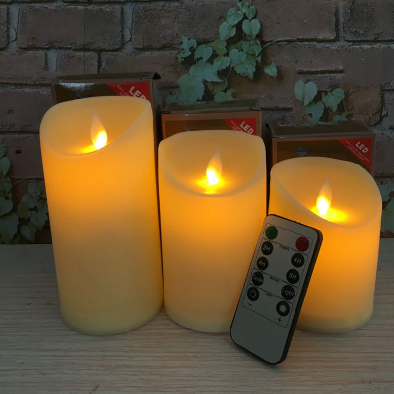 Remote Control Flameless Candles, Realistic Moving Wick Battery Operated Pillar Candles for Wedding, Home Decor