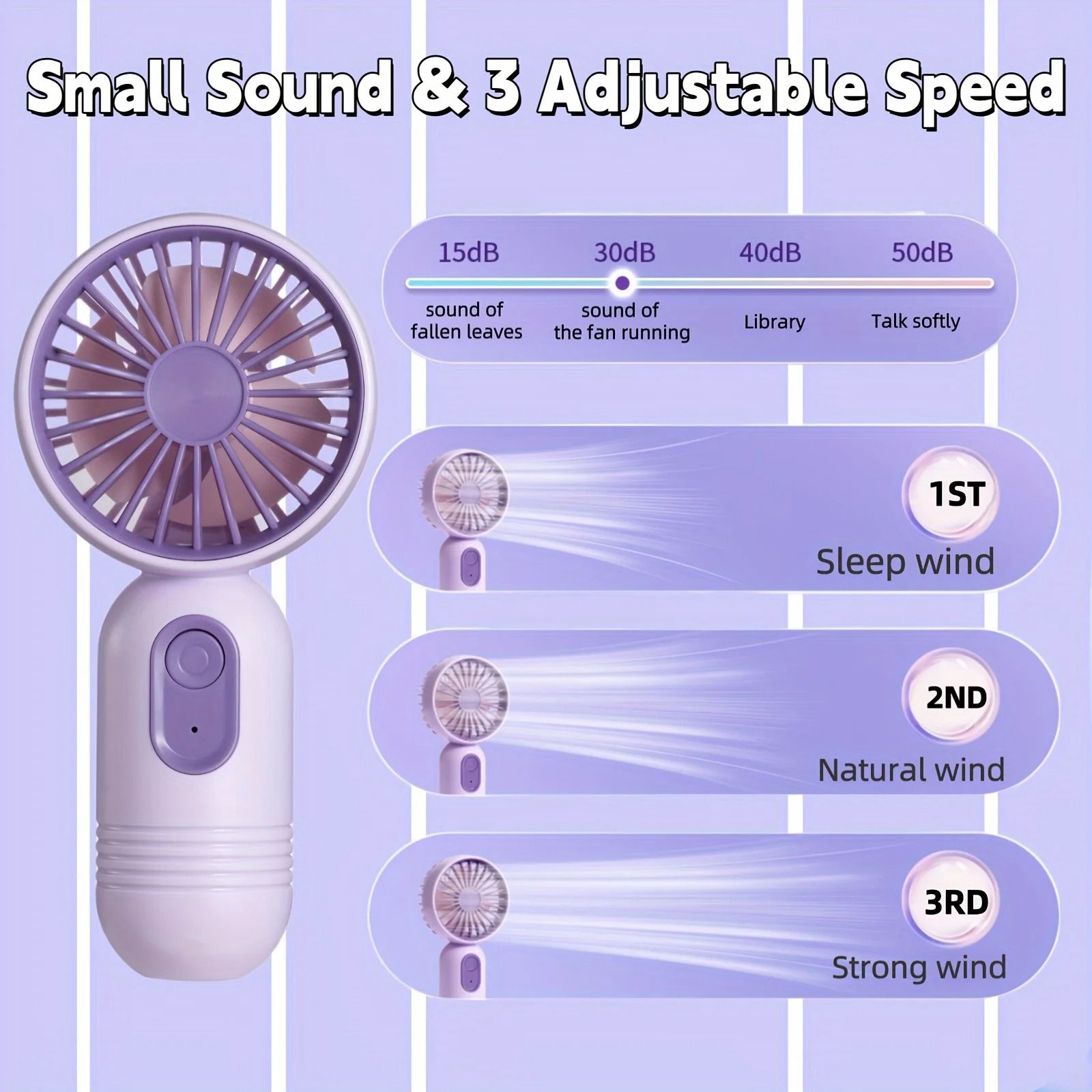 USB Rechargeable Mini Portable Fan With 3 Speeds 1