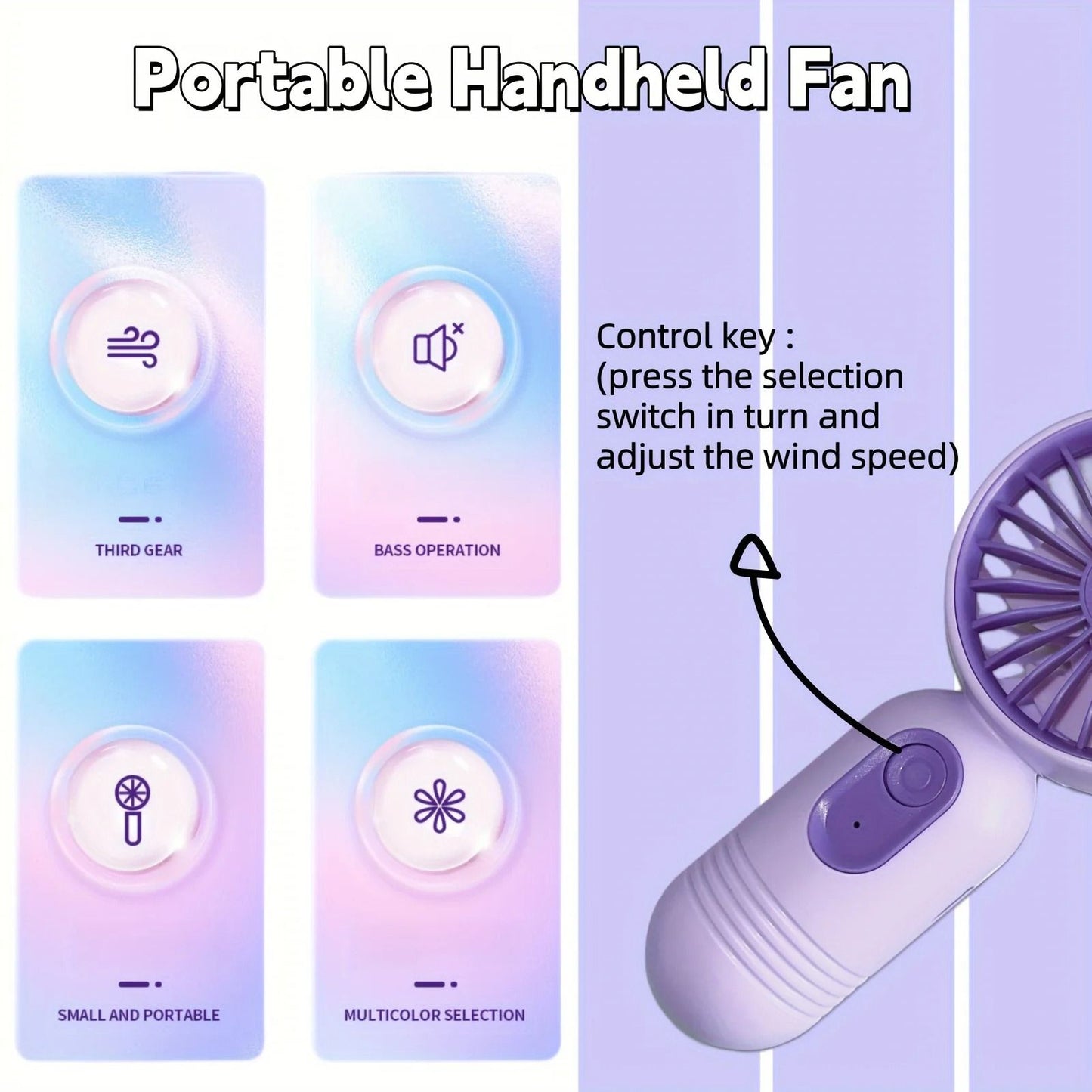 USB Rechargeable Mini Portable Fan With 3 Speeds 2