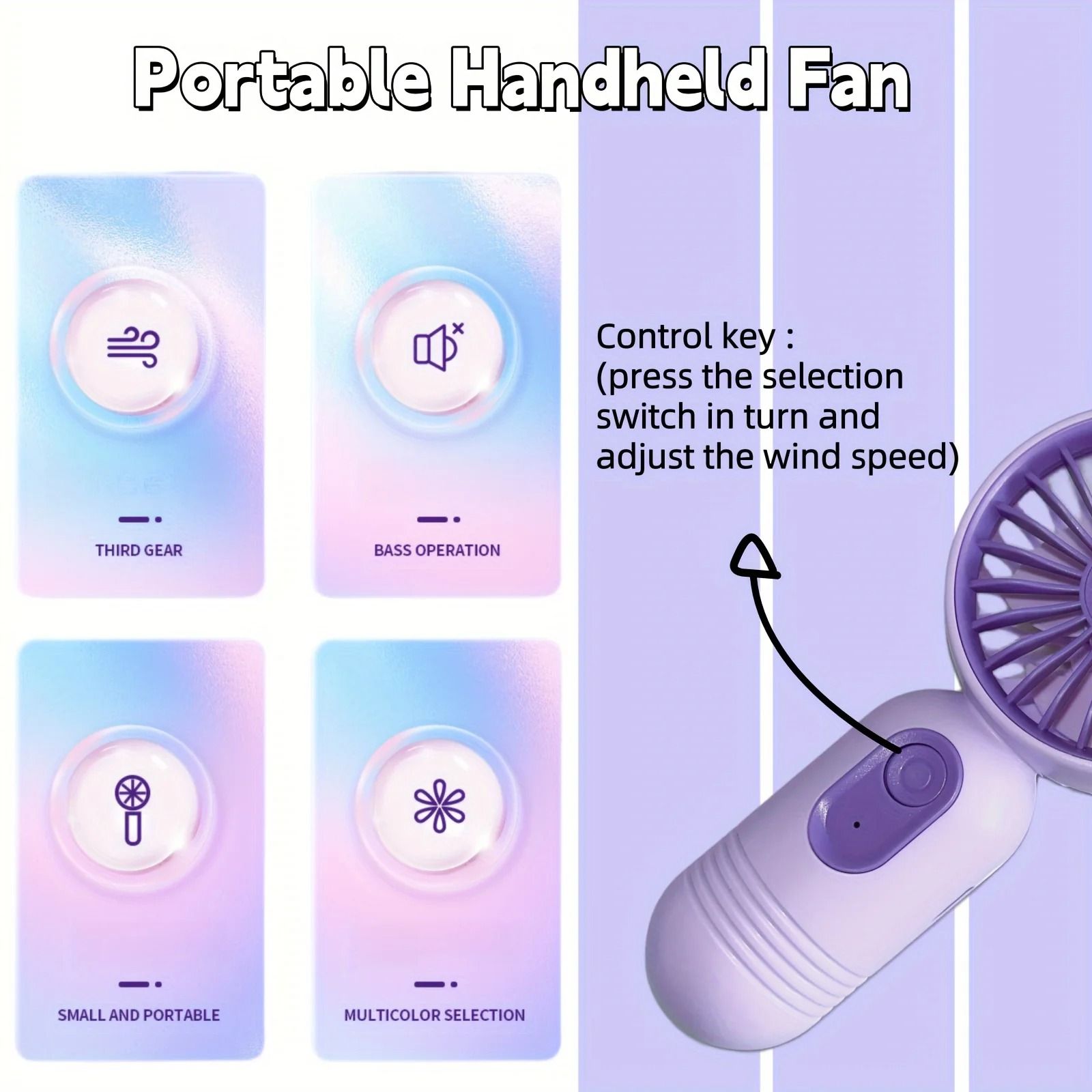USB Rechargeable Mini Portable Fan With 3 Speeds 2