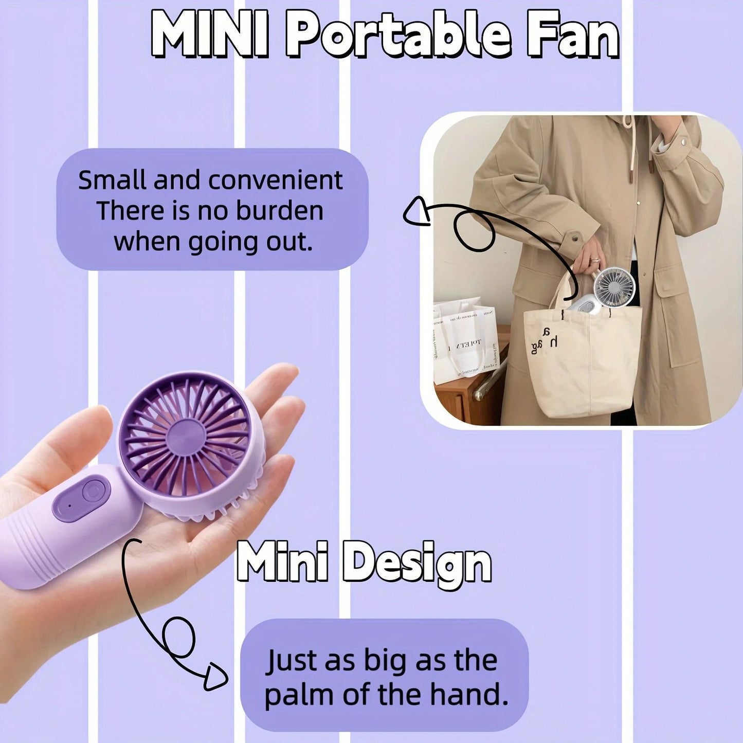 USB Rechargeable Mini Portable Fan With 3 Speeds 3