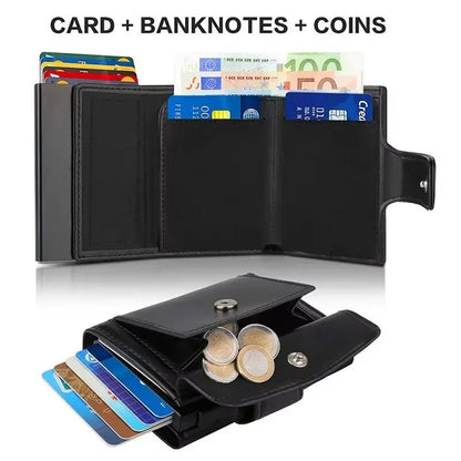SmartShield RFID Trifold Leather Wallet For Men With Coin Pocket 1