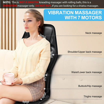 Fatigue Stress Relief Back Massager Massage Seat Cushion Pad With Heat 9 Massage Style Lumbar Suppo
