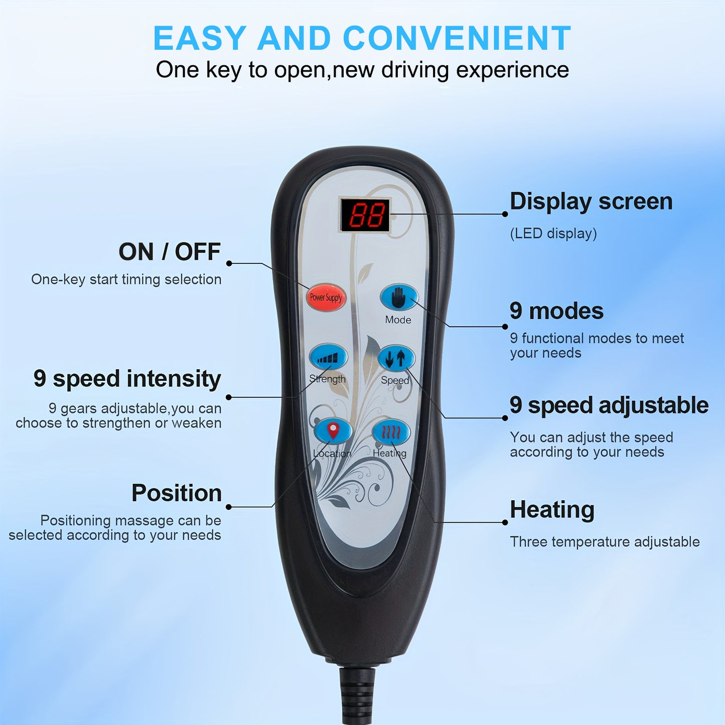 Fatigue Stress Relief Back Massager Massage Seat Cushion Pad With Heat 9 Massage Style Lumbar Suppo
