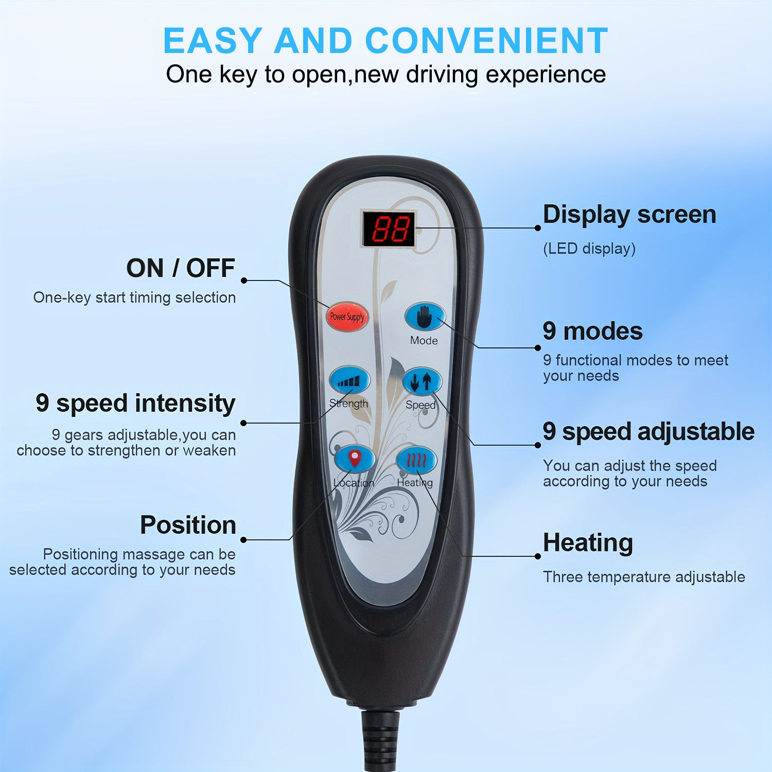 Fatigue Stress Relief Back Massager Massage Seat Cushion Pad With Heat 9 Massage Style Lumbar Suppo