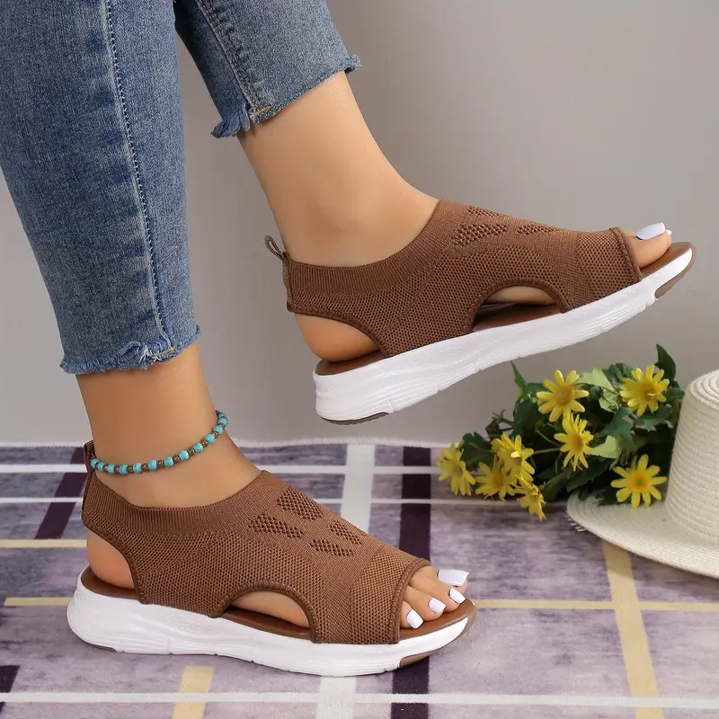 Womens New Summer Fashion Comfortable Round Toe Thick Sole Solid Color Sports Shoes Mesh Breathable 3