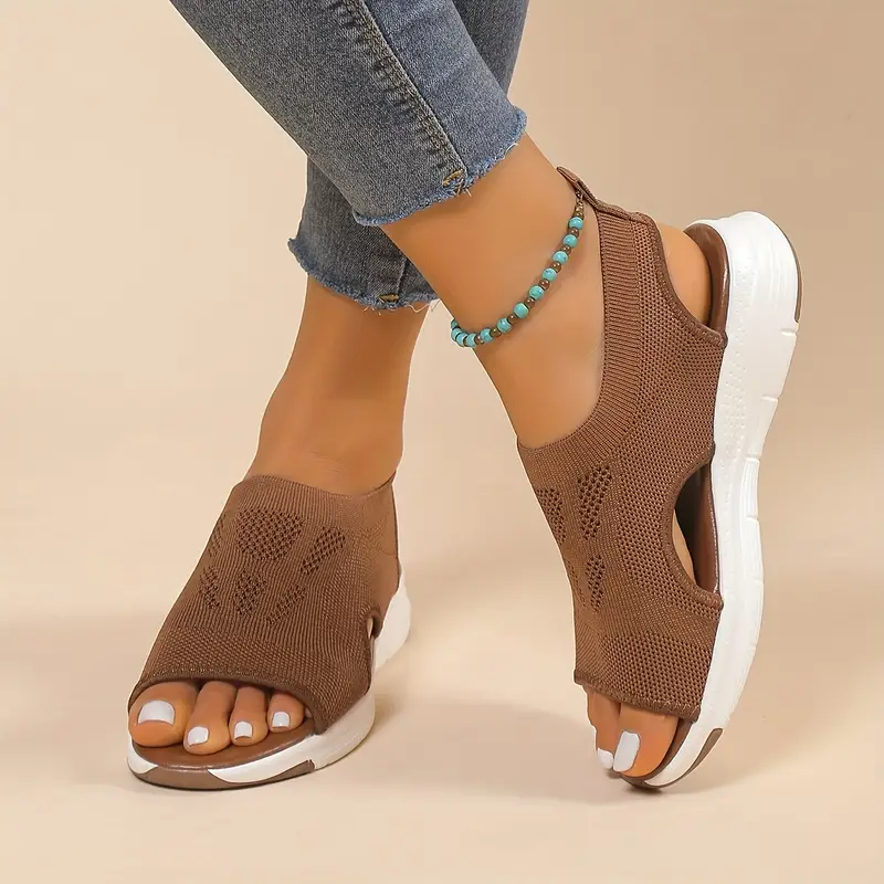 Womens New Summer Fashion Comfortable Round Toe Thick Sole Solid Color Sports Shoes Mesh Breathable 5